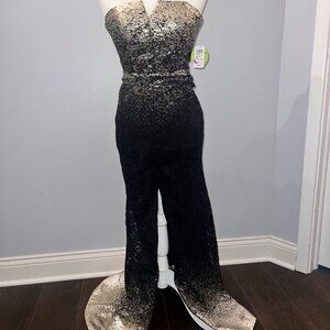 Windsor Black and Gold Formal Long Dress